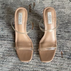 Steve Madden Clear Block Heel Sandals Sz 8